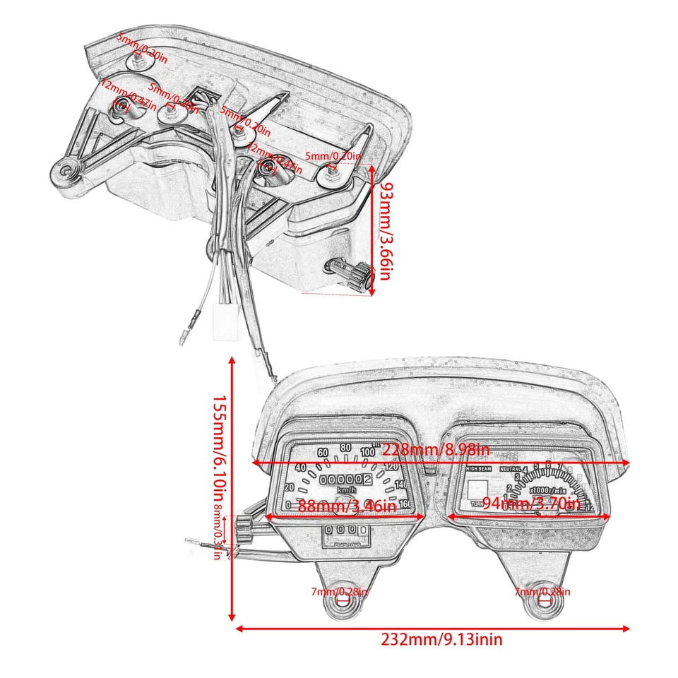 Odometer Speedometer Gauge Assembly Instrument Cluster For Yamaha DT125 DT125R - Image 2 of 4