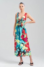 Natori Suisai Gown Black Multi colored Size Medium NEW 178