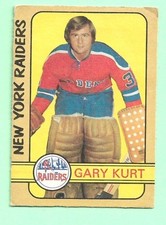 (1) GARY KURT 1972-73 O-PEE-CHEE WHA SERIE 3 # 306 RAIDERS GOALIE CARD (M9679)