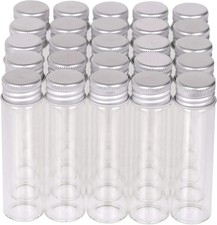 Pack of 100, 20Ml Small Glass Bottles with Metal Cap Screw Top Lids Tiny Vials M