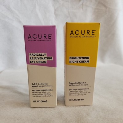 ACURE Combo - BRIGHTENING NIGHT CREAM 1.7oz & REJUVENATING EYE CREAM 1oz - NEW