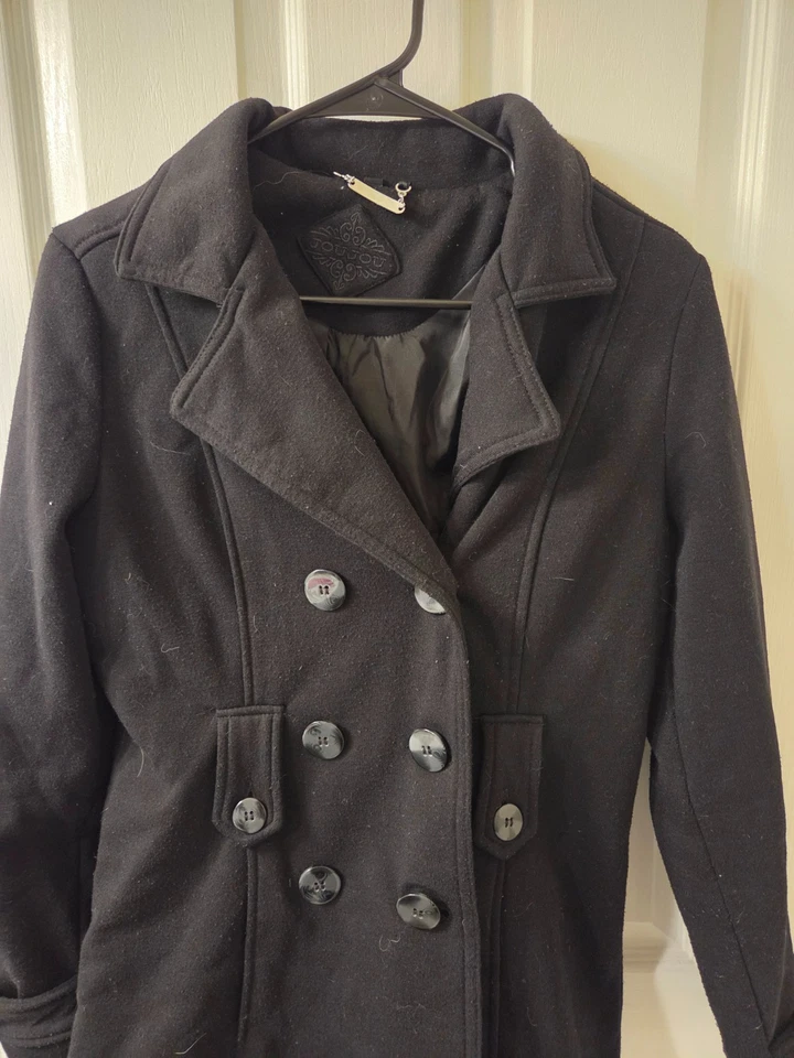 J2 JOUJOU Size Medium Sweatshirt Jacket Peacoat Warm Button Up #S198 - Image 2 of 4