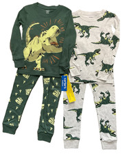 Carter's Boy's 4-Piece Cotton Pajamas, Green Dinosaur, Size 4