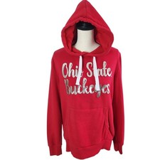 Ohio State Buckeyes Women's Hoodie Size M Red Silver Foil 3D Puff Raised Letters
