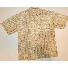 Vintage Pierre Cardin Mens XL Short Sleeve Button Up Geometric 100 Cotton