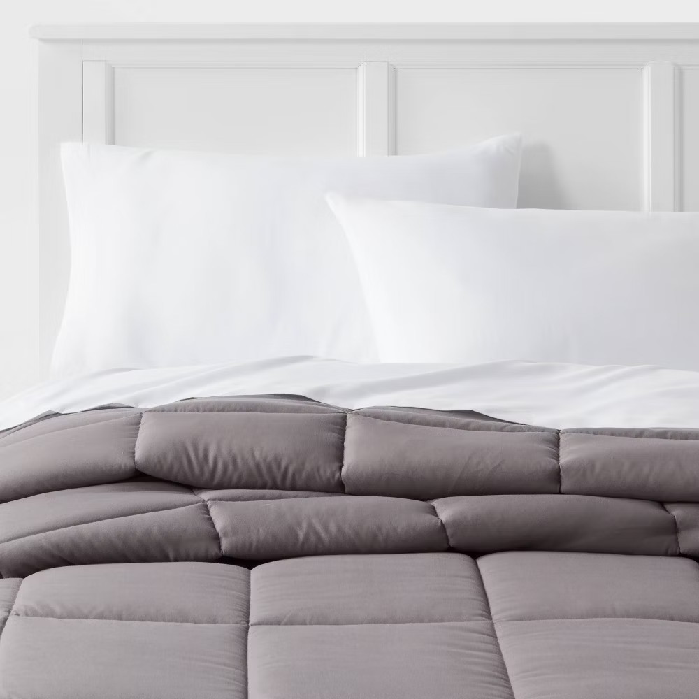 FullQueen Down Alternative Washed Microfiber Reversible Comforter Dark Gray - 3290₽
