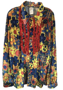 Halloween Hippy Hemd Disco Shirt Long Sleeve Button Front US 44 Standard