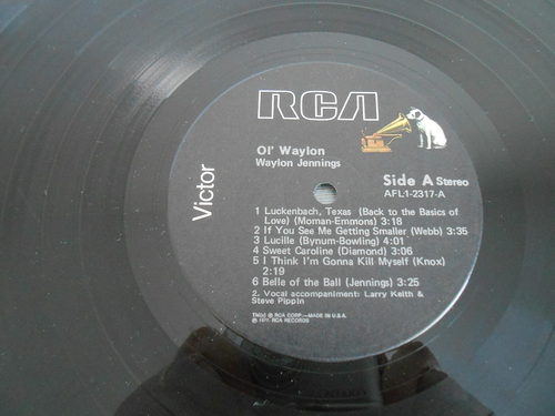 WAYLON JENNINGS 'Ol Waylon LP RCA AFL1-2317 1st press plays GREAT Willie Nelson - Picture 4 of 6