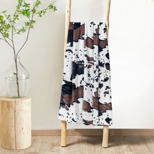 Cow Print Faux Fur Throw Blanket Double-Sided - Warm Fluffy Blanket Farmhouse - Picture 53 of 78