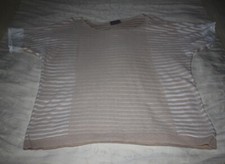 Cotton blend beige and cream stripe short sleeve loose top size 14