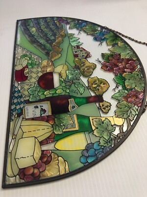 Joan Baker サンキャッチャー VTG Joan Baker Designs Birds Cardinal Oval Stained Glass Sun
