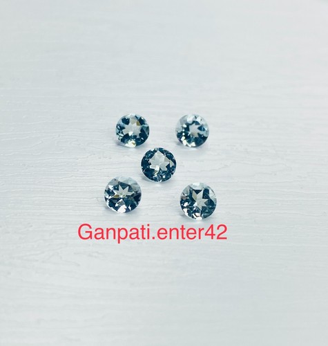 AQUAMARINE LOOSE GEMSTONE FACETED ROUND CUT 5x5 MM NATURAL CALIBRATED SIZE E - Picture 4 of 8