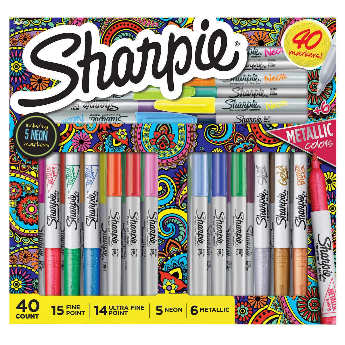 Sharpie Permanent Marker, Ultra-Fine Point, Assorted - 5 markers