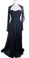 Angelina Faccenda Maxi Prom/Bridesmaid Dress Chiffon Ethereal Black Size 4.
