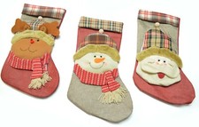 Christmas Stockings Set of 3 Classic 18" Germain Plaid Reindeer, Santa, Snowman