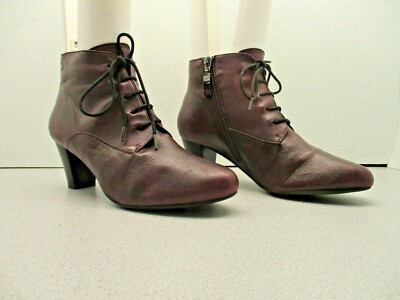 Gerry Weber Josef Seibel Purple Oxford Lace Up Granny Style Ankle Booties SZ 37