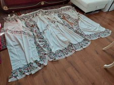 2Vtg.Set for 2 Window curtain panel🌹 french country ruffle sheer U.S.A. 55×72