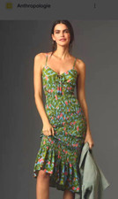 Farm Rio x New Anthropologie Ruched Tie-Front Moss Dress Size S  NWT