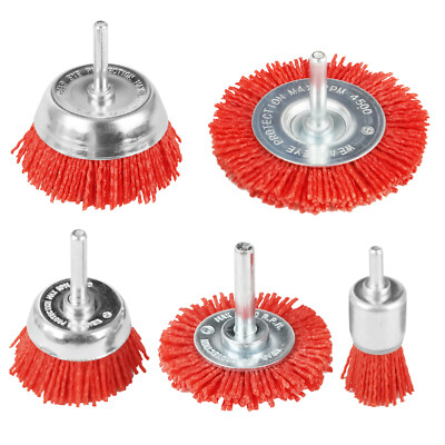 5pcs Nylon Filament Abrasive Wire Brush Wheel & Cup Brush Set with 1/4 Hex Shank