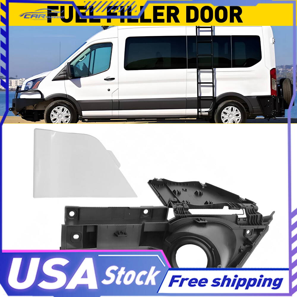 For 15-23 Transit Ford Van 250 150 Door Fuel + Housing Gas Cover White Filler