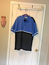UNITED UNIFORM BLUE COLOR BLOCK SHORT SEEVES POLO SHIRT SZ XL NWOT MADE IN USA