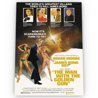Der Mann mit dem goldenen Gun James Bond 007 Filmposter Satin Atemberaubend A1 A2 A3