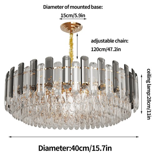 4 Layer 40cm Crystal Chandelier Adjustable Ceiling Light Mount Pendant Lamp - Picture 6 of 13