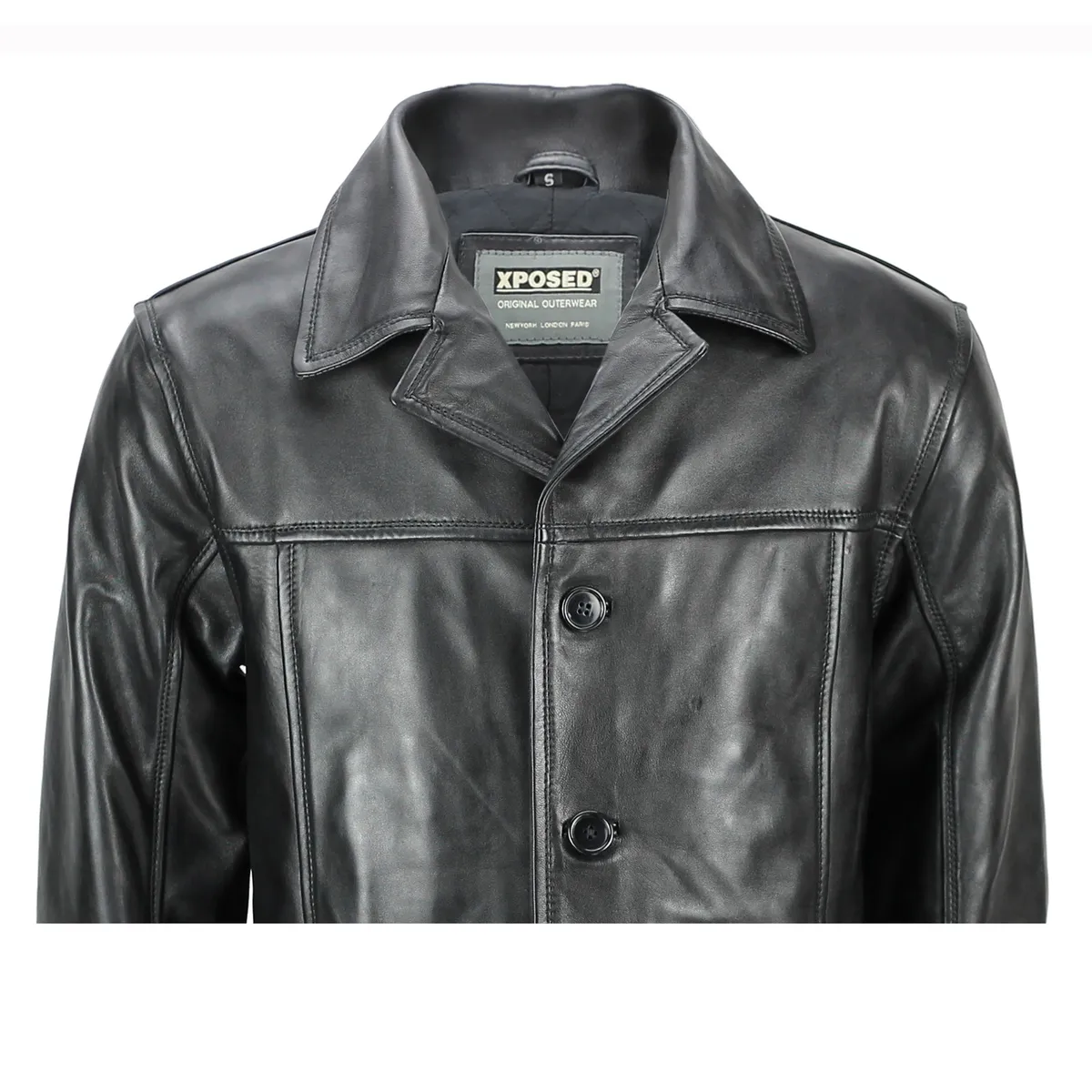Men's Leather Reefer Jacket - Barneys Originals