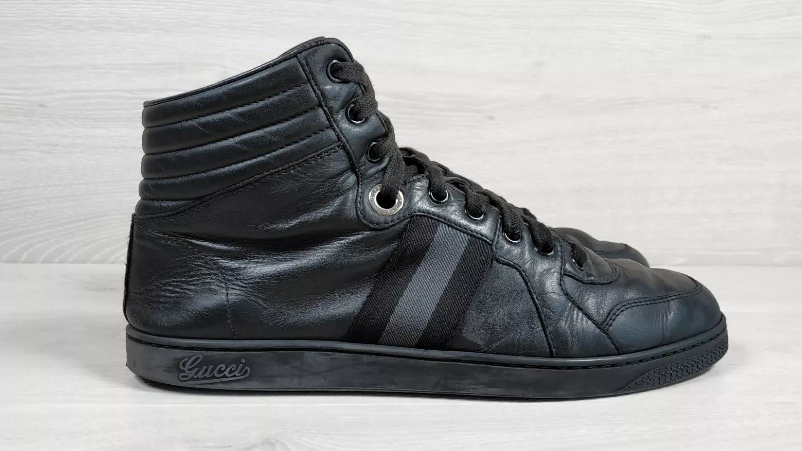 Baskets montantes en cuir homme GUCCI Viaggio Collection 309555, pointure 7 / 41