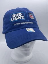 Bud Light NFL Official Beer Sponsor Hat Cap Blue White Hologram Tag EUC
