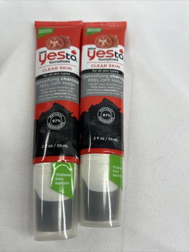 Lot Of 2 YES to Tomatoes Detoxifying Charcoal Peel Off Mask 2I2