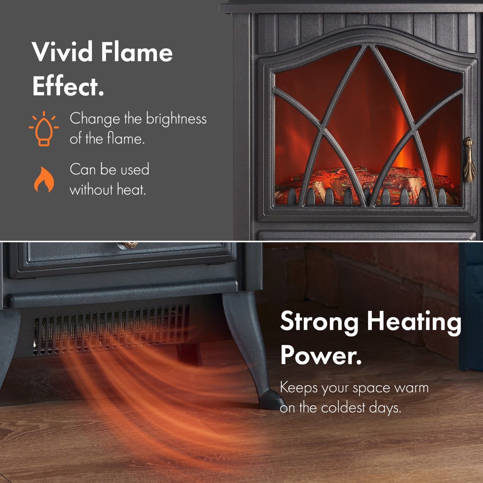 VonHaus Electric Stove Heater 1850W Indoor Fireplace Log/Wood Burner LED  Flame | eBay