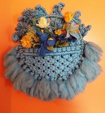 Vintage Macrame Wall Hanging Wall Pocket Woven Knots Textile Art Decor