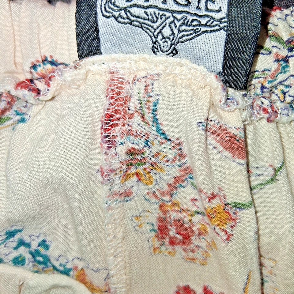 Pantalones Cortos Angie Fluidos Marfil Negro Estampado Floral Para Mujer Talla S Boho Cottage Verano Foto 4 de 4