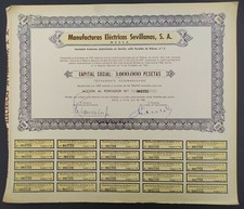 ACCIÓN ORIGINAL MANUFACTURAS ELÉCTRICAS SEVILLANAS 1964 SEVILLA Aprox. 400x343mm