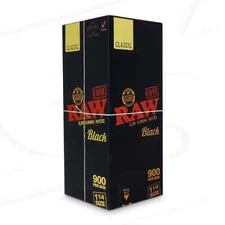 RAW Black 1 1/4 Cone | Bulk Box | 900 Cones - Free Shipping USA