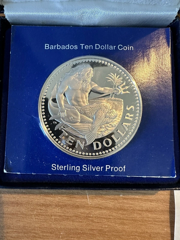 1980 Barbados Ten Dollar Sterling Silver Proof Coin NEW w/ Certificate - Image 2 of 2