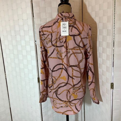 Nwt Como Blu blush chain print blouse size small office teacher - Picture 6 of 7
