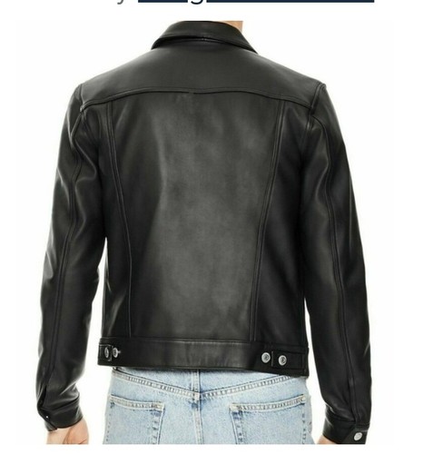 Herren Echt Lamm Nappaleder Levi's Style Jacke Truckerjacke Bikerjacke - Bild 2 von 4