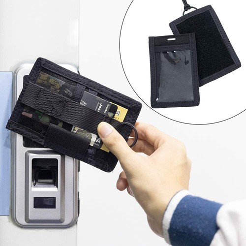Portatarjetas de identificación táctica ajustable clip vertical correa para el cuello cordón bolsa - Imagen 5 de 12
