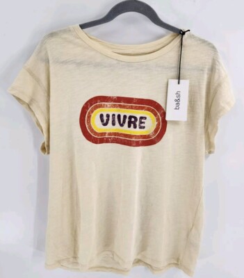 Bash  Womens Size Medium ''Vivre''  ROOKY T SHIRT Cream Short Sleeve ba&sh NWT
