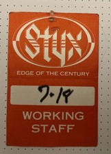 Backstage Pass - STYX Edge of the Century - cloth pass - Working Staff #COB467