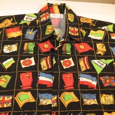 GOTTEX ALL OVER PRINT COUNTRY FLAGS HAWAII ALOHA HAWAIIAN BAHAMA SHIRT Mens M