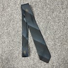 VINTAGE 50s Shadow Stripe Necktie Dacron Polyester Blue Black Atomic Rockabilly