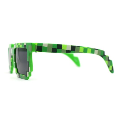 Kids Size Boys 8 bit Pixel Gamer Horn Rim Plastic Sunglasses - Picture 5 of 13