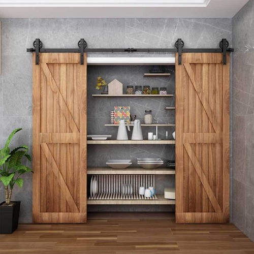 Sliding Barn Door Hardware Track Kit 4/5/6/8/10FT for Single/Double Wood Doors - 第 20/24 張圖片