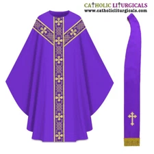 New PURPLE Gothic Chasuble & Stole Set, Gothic Vestment, Casula, Casel