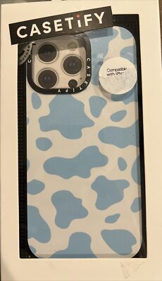 CASETiFY Impact Case w/ Magsafe for iPhone 15 Pro Max Blue Cow