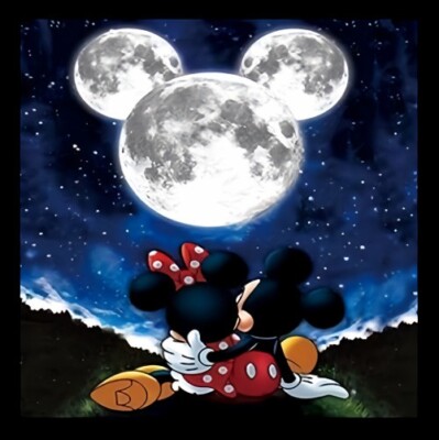 Mickey and Minnie Mouse Cuddling Under The Mouse Moon Refrigerator