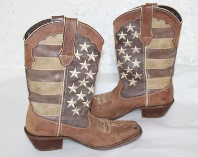 Durango Crush 12'' Distressed Flag Western Boot Sz Women's 6.5 M Brown DRD0131 ..